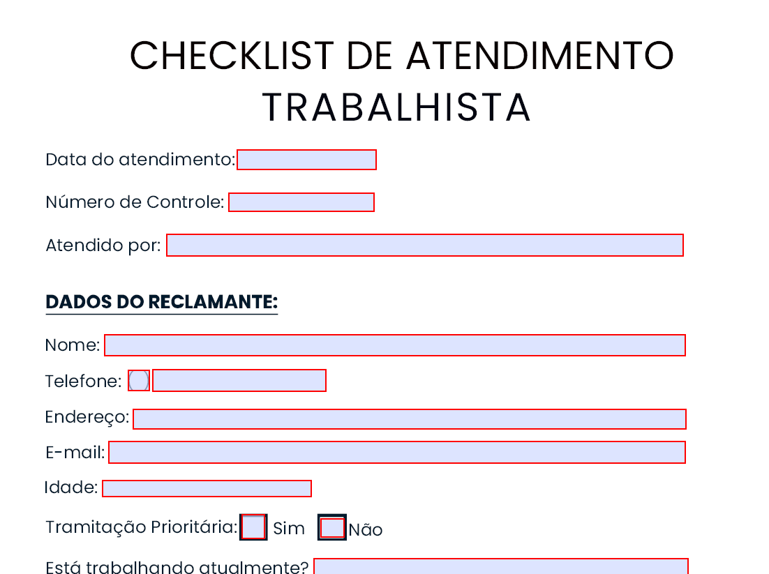 Checklist Perguntas para Primeira Consulta